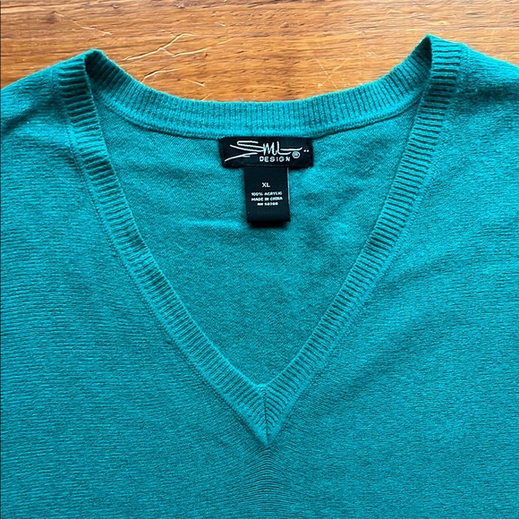 SML Design Teal V-Neck Sweater - Picture 2 of 6